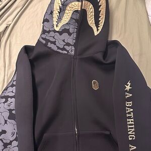 Bape x Travis Scott DSM 2015 Neoprene Black and Gold Zip Up Hoodie size XXL Used